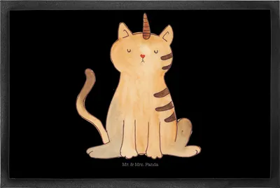 Produktbild von Mr. & Mrs. Panda fußmatte Einhorn Katze 50 x 75 cm - Schwarz - Geschenk, Unicorn, Mieze, Schmutzfangmatte, Schmutzmatte, Regenbogen, Fußabstreifer, Glitzer, Türmatte