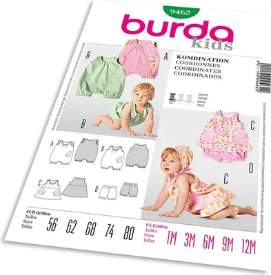 Obrázok produktu pre Strih Burda 9462 - Detský overal, tielko, nohavičky