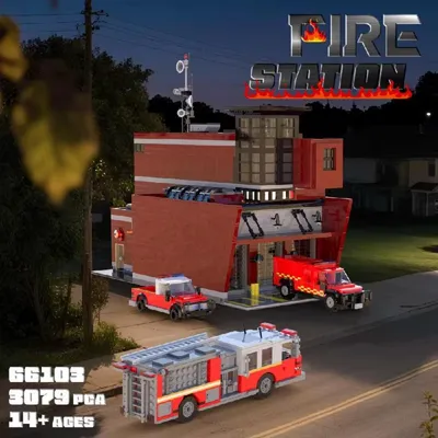Produktbild von Feuerwehrstation Gebäude Bausteine Set 3079 Teile Klemmbaustein Modellbausatz DIY Spielzeug