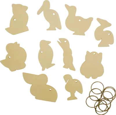 Produktbild von EDUPLAY 370123 Vogel Holzschlüsselanhänger 10er Set