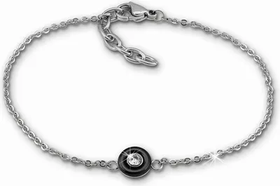 Produktbild von Amello Edelstahl Keramik Armband Stein Damen Schmuck silber schwarz ESAX35S8