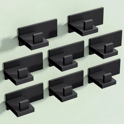 Produktbild von Mai & Mai Kleiderhaken 8 Stück Wandgarderobe Wandhaken aus Edelstahl Garderobenleiste Garderobenhaken 8cm Matt schwarz Stalo-06