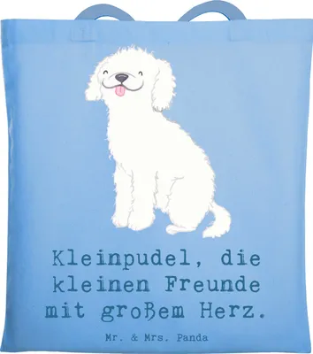 Produktbild von Mr. & Mrs. Panda Shopping Tasche Kleinpudel Liebe - Sky Blue - Geschenk, Tote Bag, Schultasche, Hunderassen Charakter, Beschreibung, treuer Begleiter, einkaufsshopper