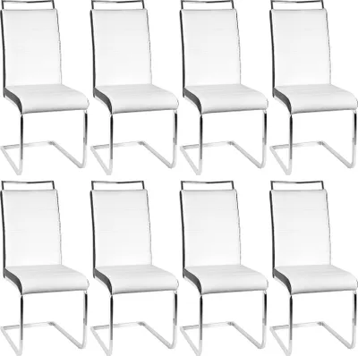 Produktbild von 8er Set Esszimmerstühle Stühle  Freischwinger Stühle Bow Esstischstuhl Küchenstuhl Barstuhl - hohe Rückenlehne,Weiß Schwarz
