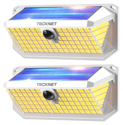 Produktbild von TECKNET Außenlampe mit Bewegungsmelder,416 LED Solarlicht,2 Stück – Warmes Licht-weiß