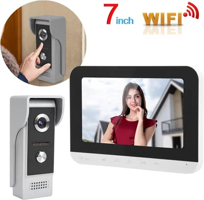 Obrázek produktu pro 7palcový kabelový Wi-Fi videointerkom, inteligentní systém videointerkomu, videozvonek s nočním viděním a ovládáním přes aplikaci