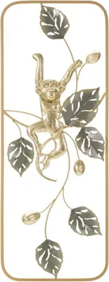 Image de Mauro Ferretti panneau mural singe 28,6x3,8x74,3 cm or gris