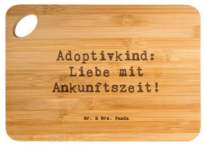 Produktbild von Mr. & Mrs. Panda Frühstücksbrett Spruch Adoptivkind Liebe - Transparent - Geschenk, Adoption, Holzbrett, Familienbande, Freude, holzschneidebrett, Schneidebrett, Brett