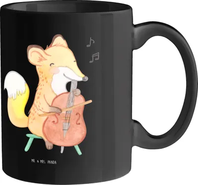 Produktbild von Mr. & Mrs. Panda Kaffeebecher Cello Schwärmerei - Schwarz - Geschenk, Musikinstrument, Lernen, Trinkbecher, Kammermusik, Orchester, Teetasse, Instrument, Pott, Musik
