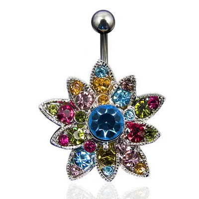 Produktbild von Taffstyle Bauchnabelpiercing Bauchnabelpiercing Stecker Multi Zirkonia Kristall Blume Flower