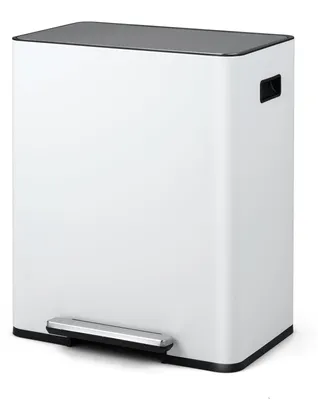 Produktbild von 60-Liter-Küchenmülleimer aus Edelstahl mit Pedal und zwei Behältern