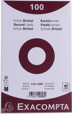 Image de Exacompta 12x 100 fiches bristol dots non perforé 125x200mm Blanc 10703E