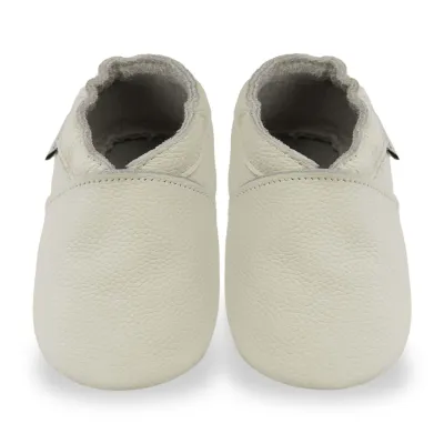 Produktbild von BEMUSE® Baby Krabbelschuhe Echtleder, Lauflernschuhe weich & atmungsaktiv, rutschfeste Ledersohle, Unisex Babyschuhe, Weiß, Größe S (0–6 Monate)