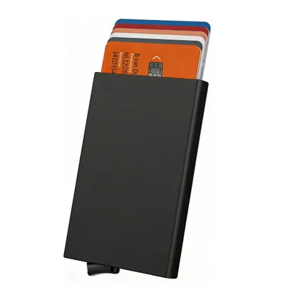 Produktbild von RFID Kartenhalter Aluminium Schwarz – Slim Wallet für 7 Karten