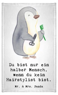 Produktbild von Mr. & Mrs. Panda Handtuch Hairstylist Herz - Weiß - Geschenk, Frotteehandtuch, Friseursalon, Spruch, Frisör, Witzig, frottierhandtuch, Gästetuch, Gästehandtuch 30x50
