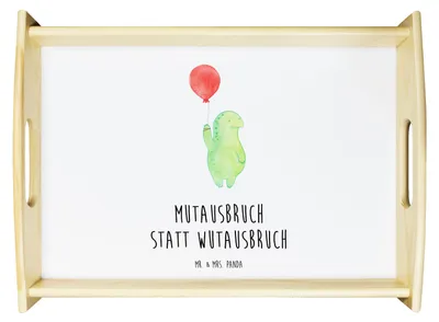 Produktbild von Mr. & Mrs. Panda Tablett Schildkröte Luftballon - Weiß - Geschenk, Motivationsspruch, sofatablett, Schildkröten, Serviertablett, Servier, Tee, Mut, Deko