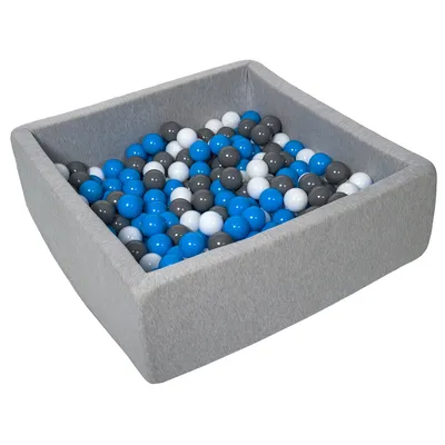 Obrázok produktu pre Detský bazén s loptičkami, 90x90 cm, ihrisko + 300 loptičiek biela, modrá, sivá