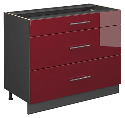 Obrázek produktu pro Spodní skříňka kuchyňské linky Vicco Fame-Line Bordó červená vysoký lesk/Antracit 100 cm bez pracovní desky, Model 61628