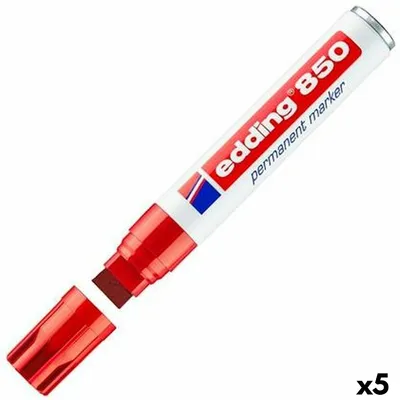 Produktbild von Edding 4-850 002, Rot, Meißel, Rot, Weiß, Aluminium, Fein / Extradick, 5 mm