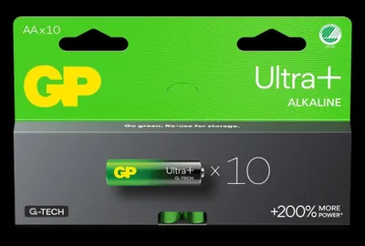 Image de Piles alcalines AA GP Ultra Plus, 15AUP/LR6, paquet de 10
