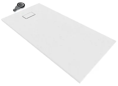 Produktbild von i-flair SMC Duschwanne 180x90 cm – 26 mm flach inkl. Ablaufgarnitur mit Deckel, Weiß