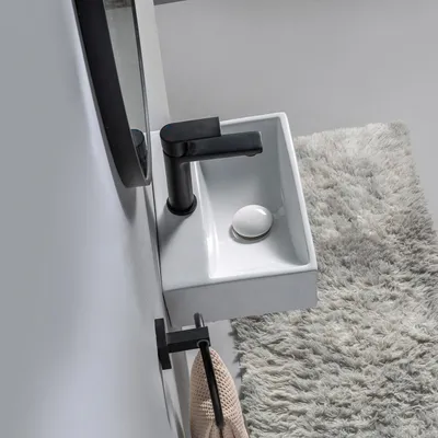 Produktbild von Paris Waschbecken 36x25cm aus feinster Keramik für Wandmontage oder als Aufsatzwaschbecken mit Hahnloch