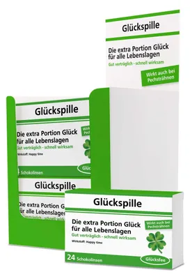 Produktbild von Glückspille Scherztabletten 22g Schokolade Drops lustige Geschenkidee für Freunde