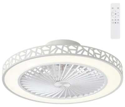Obrázok produktu pre Stropný ventilátor s LED lampou - 48 cm, biela farba - 40W, stmívateľný - 6 rýchlostí - Vhodný do spálne