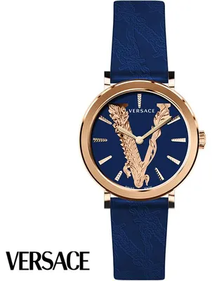 Produktbild von Versace VERI00420 Virtus roségold blau Leder Armband Uhr Damen NEU