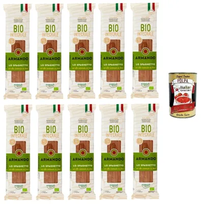 Produktbild von Armando Lo Spaghetto Integrale Vollkorn, reich an Ballaststoffen 10x 500gr + Italian Gourmet polpa 400g