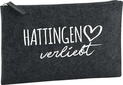 Produktbild von Huuraa Kulturbeutel Hattingen verliebt 1 Liter Charcoal Filz Kosmetiktasche Geschenkidee