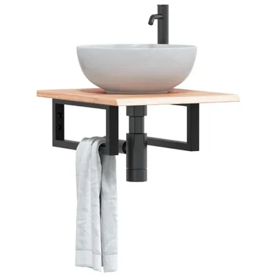 Obrázek produktu pro Maison Exclusive - Deska pod umyvadlo nástěnná ocel a masivní dubové dřevo
