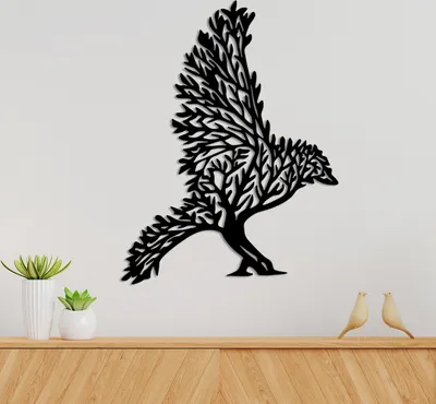 Produktbild von Wallity, Crow, Dekoratives Wandaccessoire aus Metall, Schwarz, 100 % METALL, 55 x 42 cm