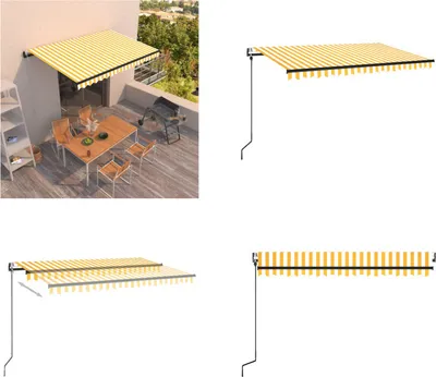 Produktbild von vidaXL Markise Automatisch Einziehbar 450x350 cm Gelb und Weiß - Markise - Markisen - Sonnendach - Sonnendächer
