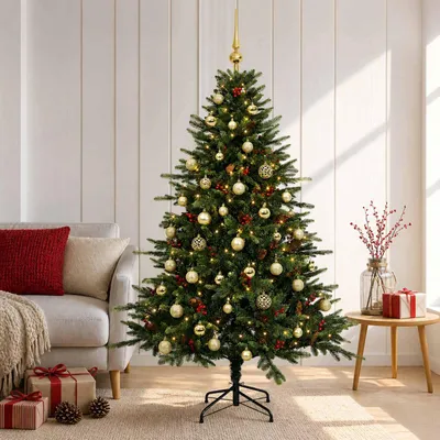 Obrázek produktu pro Umělý vánoční stromek s vánočními ozdobami, výška 120 cm, 150 LED diod