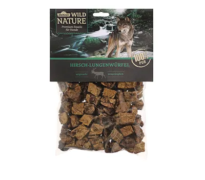 Produktbild von Dehner Wild Nature Hundesnack, Premium Hundeleckerli glutenfrei / getreidefrei, Würfelsnack für ernährungssensible Hunde, Hirsch-Lunge, 200 g
