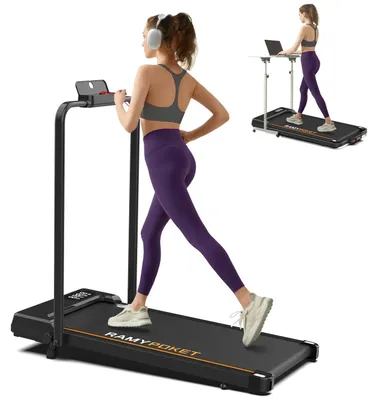 Produktbild von Walking Pad Laufband für Zuhause - Klappbar - Motor 2,5 PS - Steigung bis 9 % - Geschwindigkeit 1–12 km/h - LED-Display - Fernbedienung - Max 150 kg - Schwarz