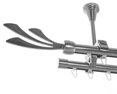 Produktbild von Innenlauf Edelstahl Look Gardinenschiene Gardinenstange 20mm Deckenträger 2-läufig Schweif D61 E84E30 II
