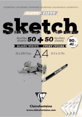 Produktbild von Clairefontaine Skizzenblock Sketch A4 90g we/elf 100Bl