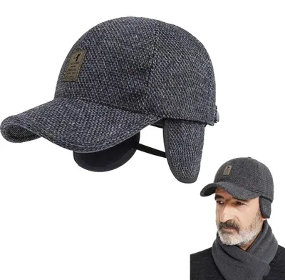 Imagen del producto de Gorra de invierno con orejeras - Gorra de béisbol - Lisa - Cortavientos - Hombre - Para exterior