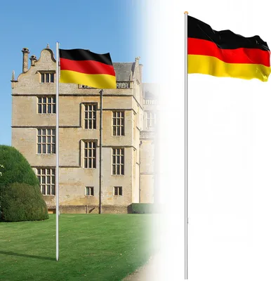Produktbild von Yakimz Fahnenmast Aluminium Teleskop 650cm Bodenhülse 60cm inkl. Deutschlandfahne Flaggenmast Mast Flagge Alu