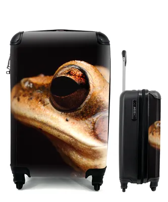 Produktbild von MuchoWow® Koffer Handgepäck Trolley Rollkoffer Kleine Reisekoffer mit 4 Rollen - Frosch - Auge - Schwarz - Cabin Size < 55x40x23 cm & 55x40x20 cm - Fotokoffer - Kabinenkoffer - Boardgepäck - Reise-Box - Reisekoffer - Reisegepäck - Koffer mit Bild - Trolley für Kinder