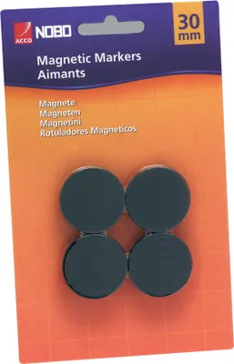 Produktbild von Nobo Magnete rund, 38mm, blau (4), Tafelmagnet, Blau, 38 mm, 38 mm, 90 g, 4 Stück(e)