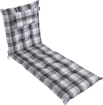 Produktbild von LILENO HOME Sonnenliege Auflage als [1er Set - Rollliege] in Karo Grau Y - Gartenliegen Auflage perfekt für Strandliege - Polster Auflage für Gartenliege (188x60x8cm) MAR