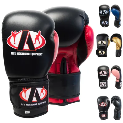 Produktbild von Ali’s Fightgear BT GO Boxhandschuhe Schwarz/Rot – 6 oz – Für Training, Sparring & Kickboxen – Anfänger & Profis – Hochwertige Polsterung & Klettversc