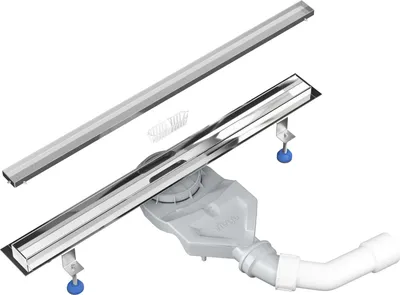 Produktbild von Aquabad Slim Premium Duschrinne 60cm mit befliesbarer Blende, inkl. Haarsieb und Viega Ablaufgarnitur