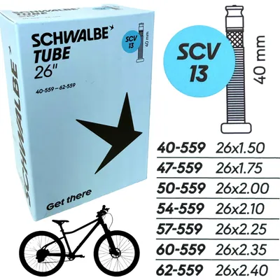 Produktbild von Schwalbe MTB Fahrrad-Schlauch SCV13 26x1,5-2,5 40mm Clik Valve Ventil 40/62-559
