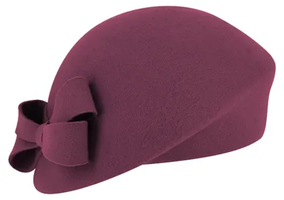 Fiebig schicker asymmetrischer Pillbox-Filzhut mit Schleife in rosa