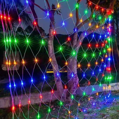 Produktbild von Vigevee Lichterketten LED Netz Lichterkette 200 LEDs 3×2 m Bunt IP44 8 Modi mit Memory für Garten Balkon Weihnachten