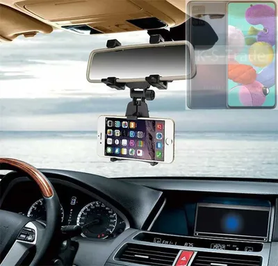 Produktbild von K-S-Trade Smartphone Halterung kompatibel mit Samsung Galaxy A51 Rückspiegel Halterung schwarz Auto Halterung KFZ Halter